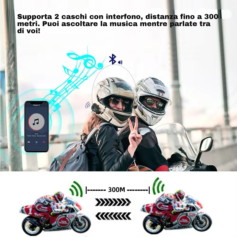 INTERFONO BLUETOOTH 5.3 PER CASCO